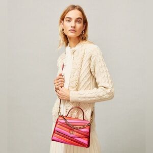 Tory Burch Kira Chevron Color-Block Top-Handle Satchel Purse